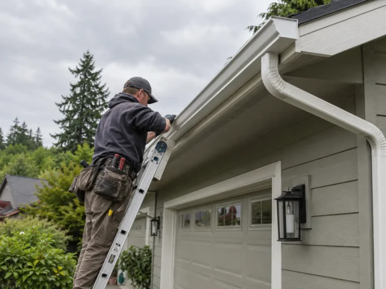Seamless gutter installation on an Oregon home